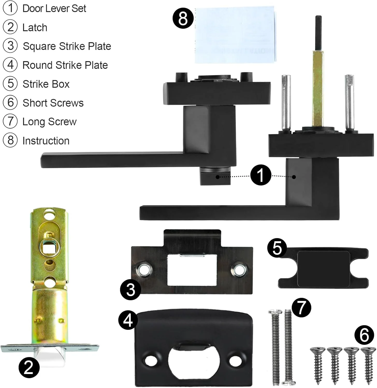 دستگیره اهرمی درب داخلی حریم خصوصی، دستگیره های درب مشکی مات سنگین، دستگیره های مربعی شکل درب بدون کلید برای اتاق خواب و حمام، مناسب برای درب های راست و چپ (دو عددی) دستگیره اهرمی درب داخلی حریم خصوصی، دستگیره های درب مشکی مات سنگین، دستگیره های مربعی شکل درب بدون کلید برای اتاق خواب و حمام، مناسب برای درب های راست و چپ (دو عددی)