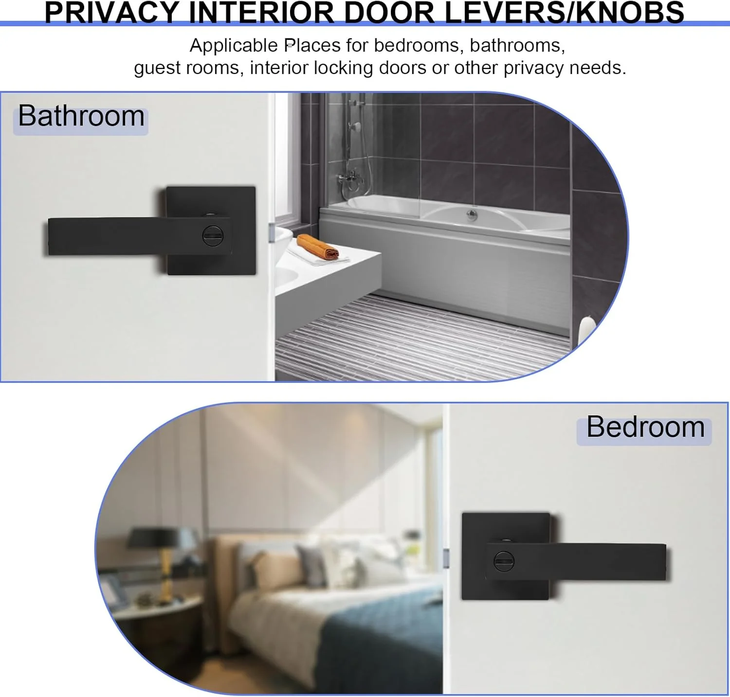 دستگیره اهرمی درب داخلی حریم خصوصی، دستگیره های درب مشکی مات سنگین، دستگیره های مربعی شکل درب بدون کلید برای اتاق خواب و حمام، مناسب برای درب های راست و چپ (دو عددی) دستگیره اهرمی درب داخلی حریم خصوصی، دستگیره های درب مشکی مات سنگین، دستگیره های مربعی شکل درب بدون کلید برای اتاق خواب و حمام، مناسب برای درب های راست و چپ (دو عددی)