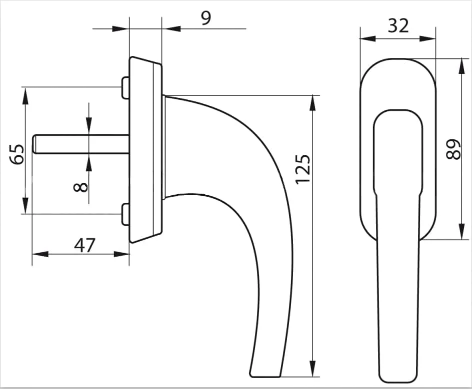 ست دستگیره در کوتارباو، 125 میلی متر، مشکی، به همراه پلاک کوتاه و زبانه چهارگوش برای سیلندر پروفیل