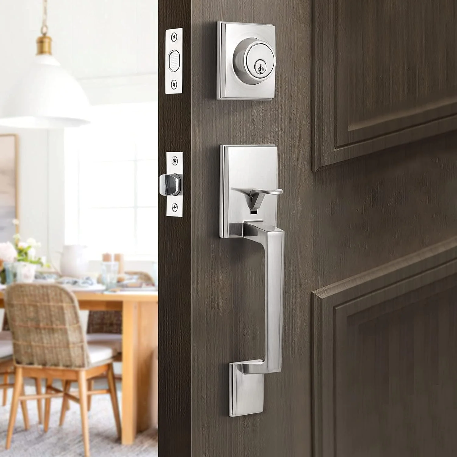 دستگیره درب ورودی مدل GUA OYH با دستگیره اهرمی نیکل ساتن، ست دستگیره درب، ست قفل درب ورودی با سیلندر تک درب ورودی یا درب دفتر دستگیره درب ورودی مدل GUA OYH با دستگیره اهرمی نیکل ساتن، ست دستگیره درب، ست قفل درب ورودی با سیلندر تک درب ورودی یا درب دفتر