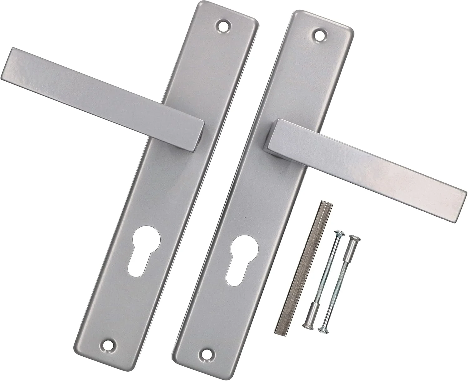 دستگیره در مدل KOTARBAU، پلاک بلند نقره ای 72 میلی متری PZ به همراه پیچ های نصب