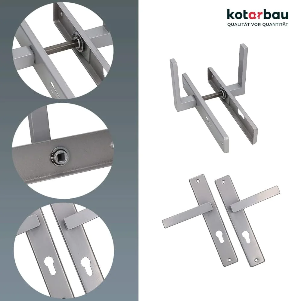دستگیره در مدل KOTARBAU، پلاک بلند نقره ای 72 میلی متری PZ به همراه پیچ های نصب دستگیره در مدل KOTARBAU، پلاک بلند نقره ای 72 میلی متری PZ به همراه پیچ های نصب