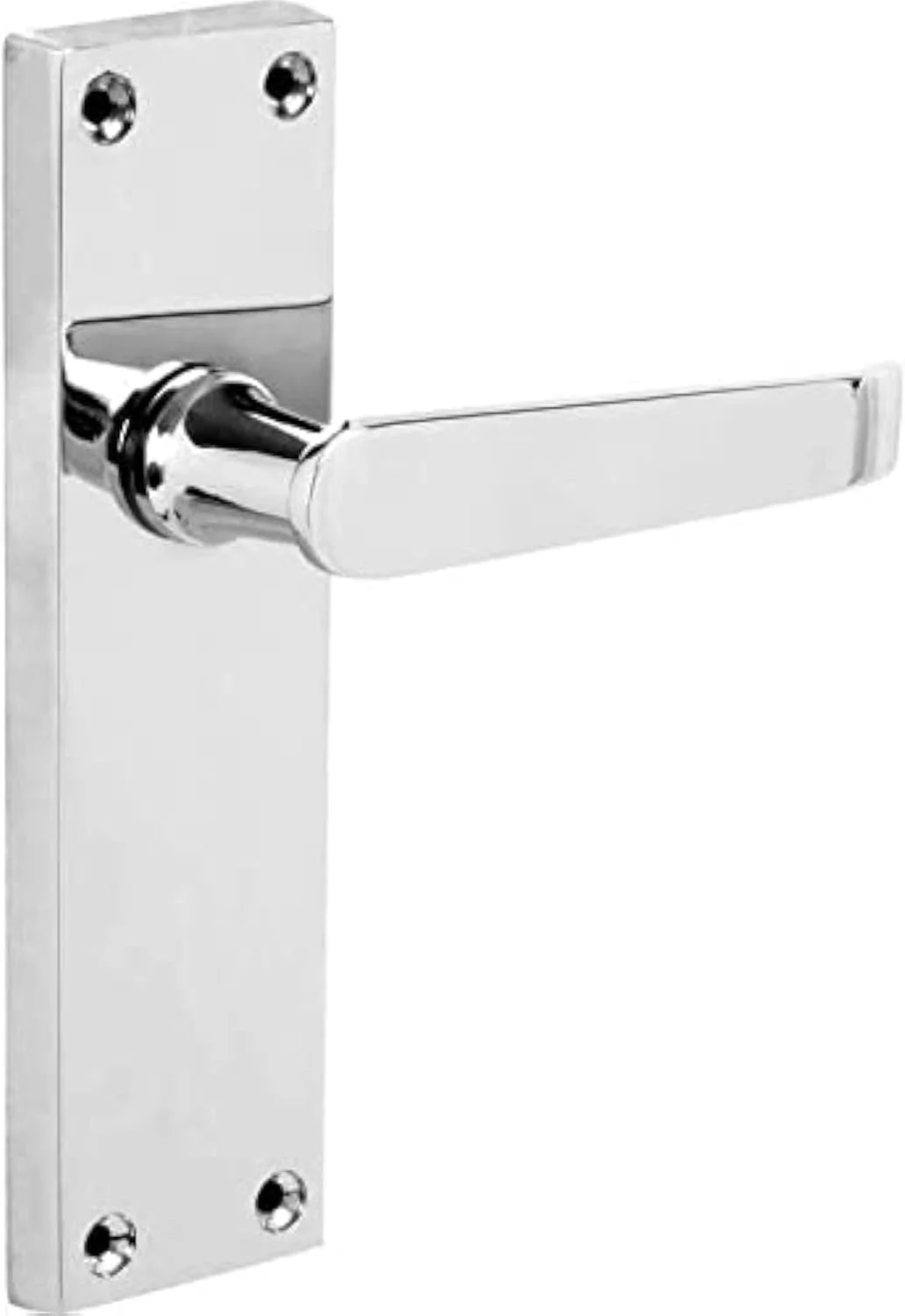 دستگیره اهرمی طرح‌دار - ست دستگیره درب اهرمی مستقیم ویکتوریایی - کروم براق - 1 جفت - دستگیره درب زبانه دار - مناسب برای استفاده داخلی - زبانه بلند