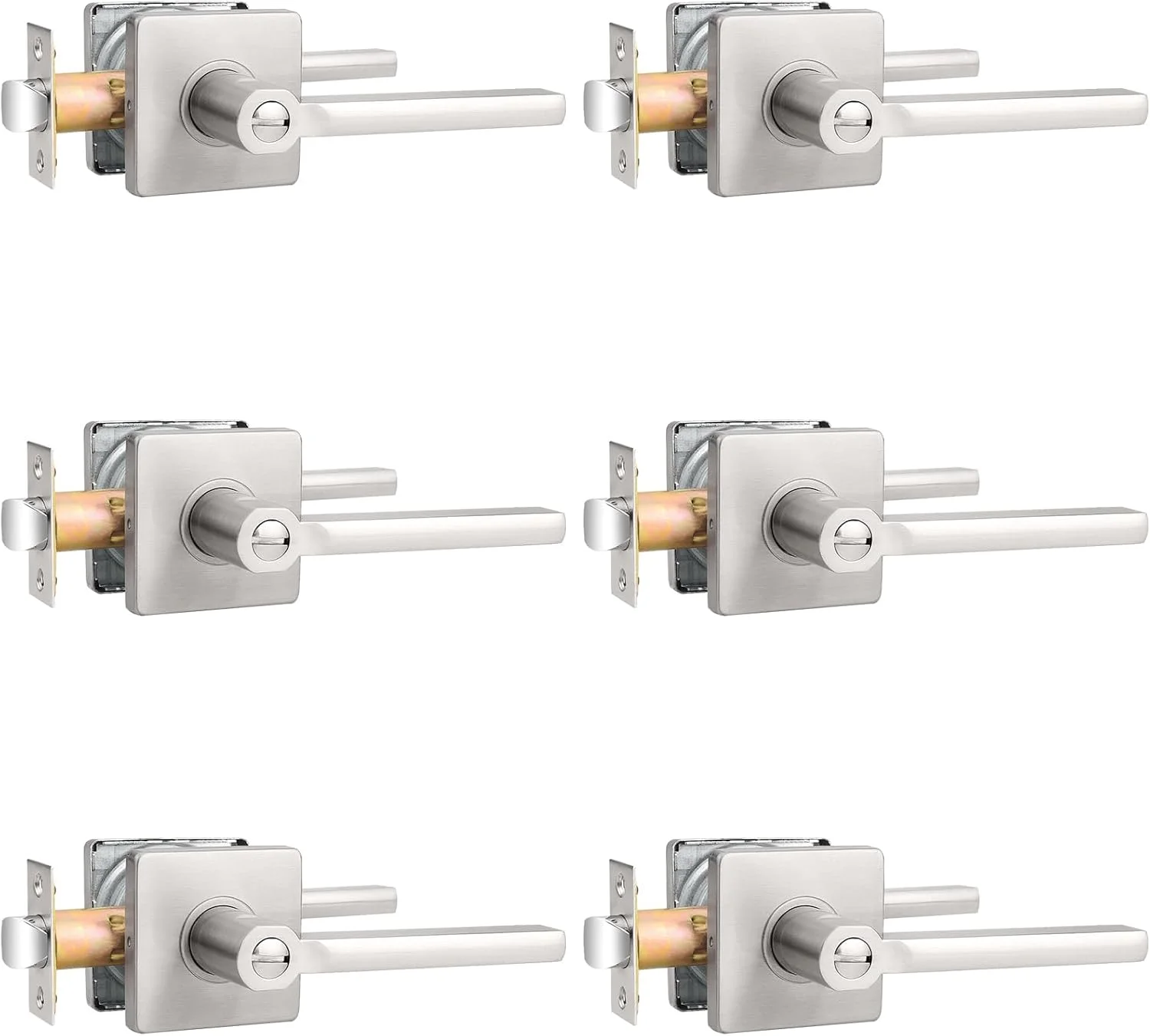 دستگیره قفل درب حریم خصوصی پروبریكو، اهرم درب داخلی مربع سنگین برای اتاق خواب یا حمام، دستگیره بدون کلید برگشت پذیر، روکش نیکل ساتن، بسته 6 عددی دستگیره قفل درب حریم خصوصی پروبریكو، اهرم درب داخلی مربع سنگین برای اتاق خواب یا حمام، دستگیره بدون کلید برگشت پذیر، روکش نیکل ساتن، بسته 6 عددی