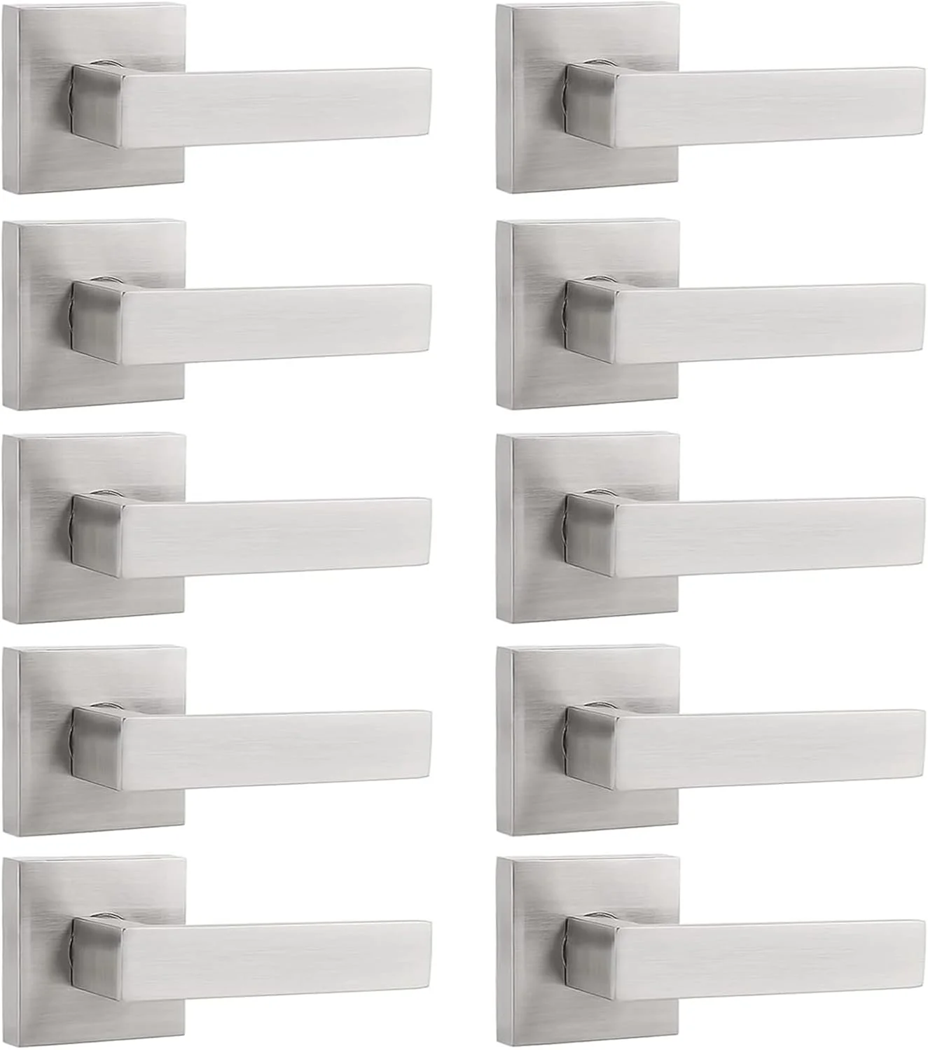 دستگیره درب پروبریكو، بسته 10 عددی، دستگیره های درب نیکل ساتن، دستگیره اهرمی غیر چرخشی، اهرم های درب با عملکرد ثابت، میله مربعی، سبک مدرن، تک دستگیره، دستگیره جهانی، مقاوم