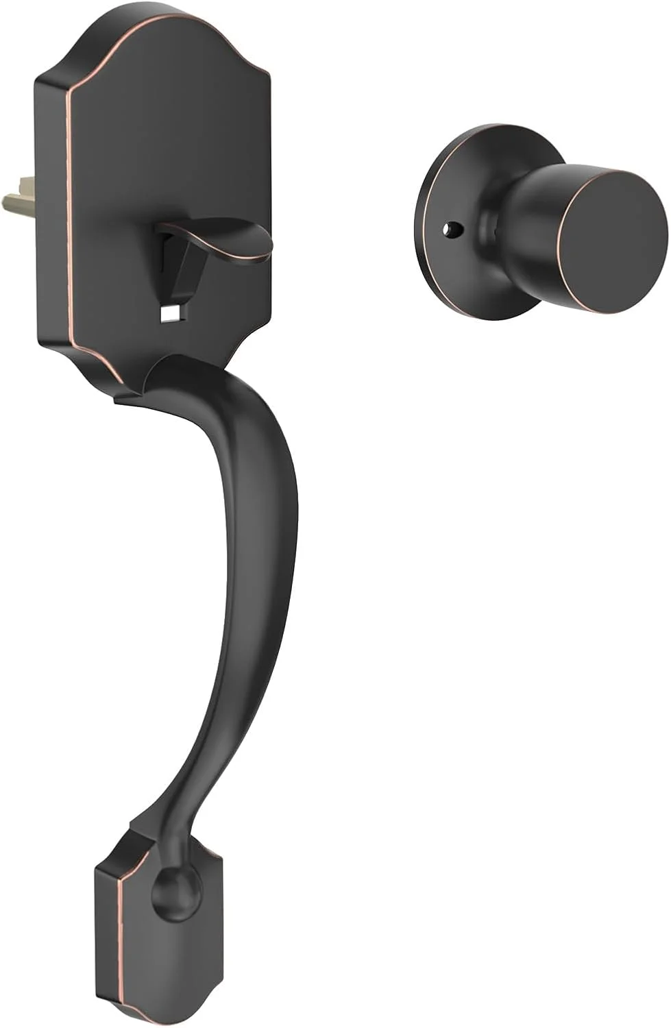 ست دستگیره درب ورودی HOSOM، دستگیره بیرونی درب با دستگیره گرد، ست دستگیره درب ورودی بدون قفل برای درهای راست و چپ بازشو، برنز روغنی سابیده شده ست دستگیره درب ورودی HOSOM، دستگیره بیرونی درب با دستگیره گرد، ست دستگیره درب ورودی بدون قفل برای درهای راست و چپ بازشو، برنز روغنی سابیده شده