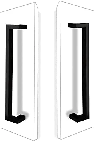 دستگیره کشویی درب، دستگیره مستطیلی استیل ضد زنگ مشکی برای درب های چوبی، شیشه ای و فولادی، درب اداری، درب مرکز خرید، درب سوپرمارکت، ست دستگیره درب