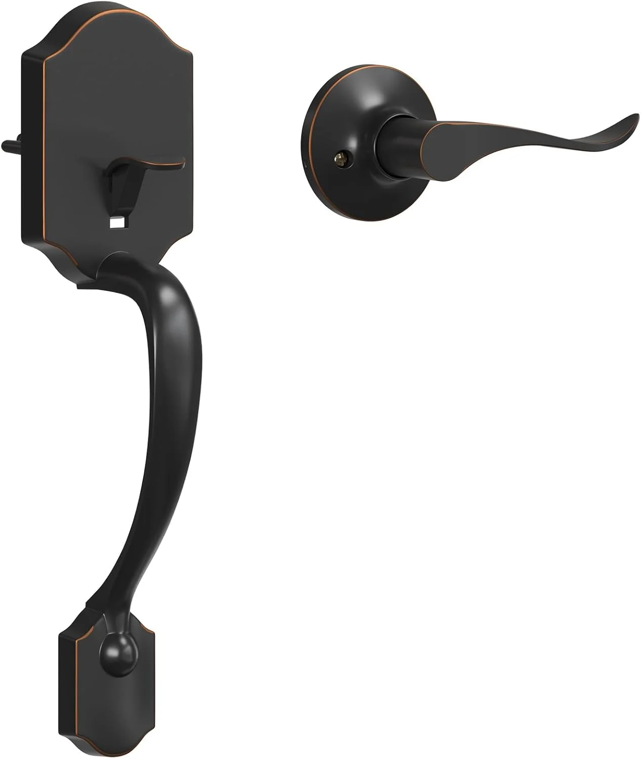 دستگیره درب ورودی HOSOM بدون قفل، دستگیره درب بیرونی با اهرم برگشت پذیر، دستگیره درب ورودی برای درب های راست و چپ بازشو، رنگ برنز روغنی