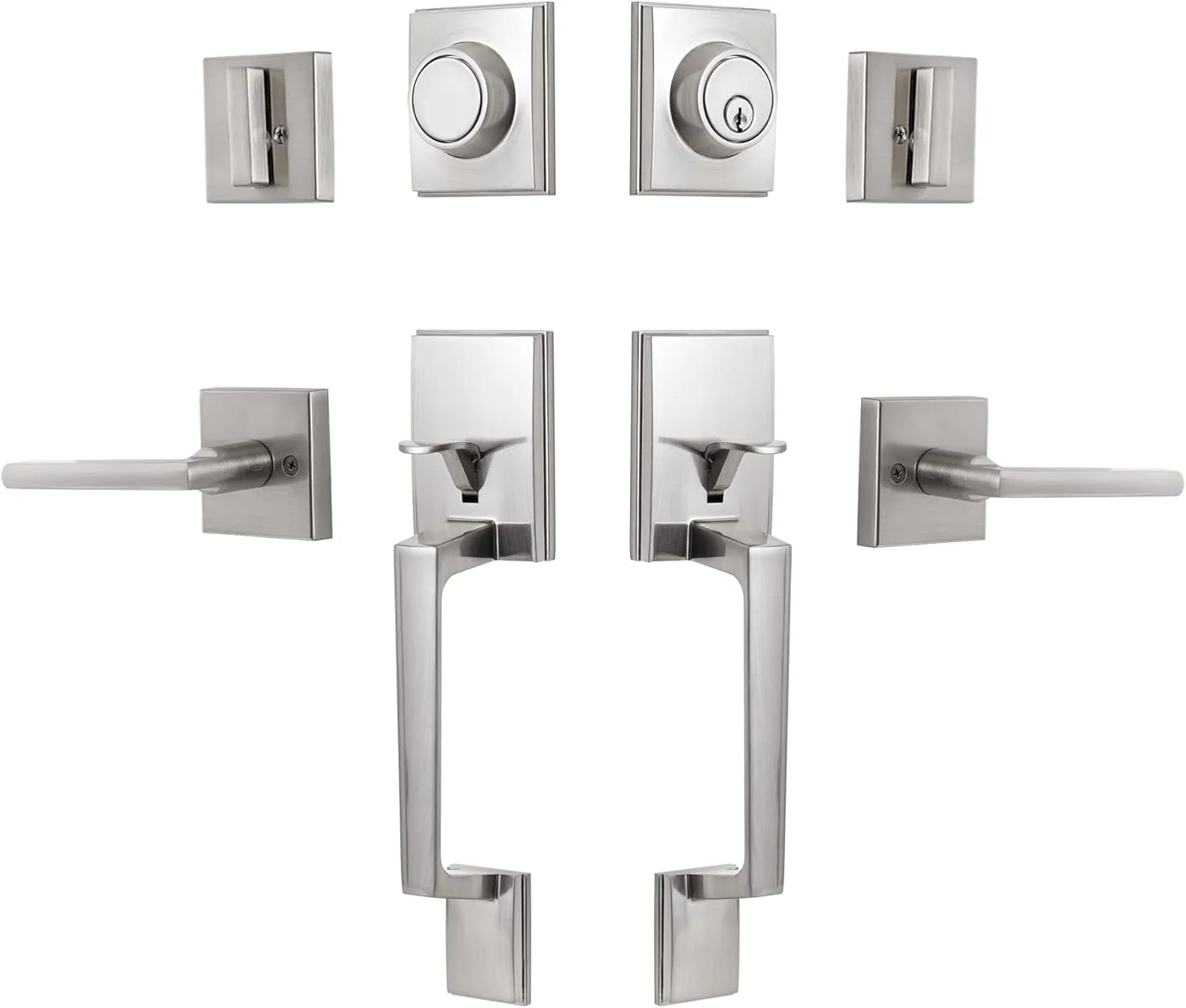 دستگیره دوتایی درب کیایاچی با قفل Deadbolt، دستگیره یک سیلندر با دستگیره صاف نیمه پایینی، نقره ای دستگیره دوتایی درب کیایاچی با قفل Deadbolt، دستگیره یک سیلندر با دستگیره صاف نیمه پایینی، نقره ای