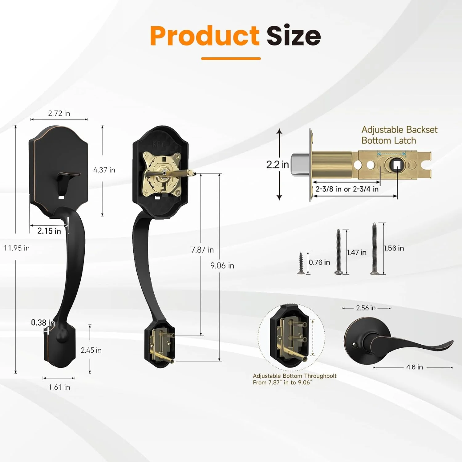 دستگیره درب ورودی HOSOM بدون قفل، دستگیره درب بیرونی با اهرم برگشت پذیر، دستگیره درب ورودی برای درب های راست و چپ بازشو، رنگ برنز روغنی