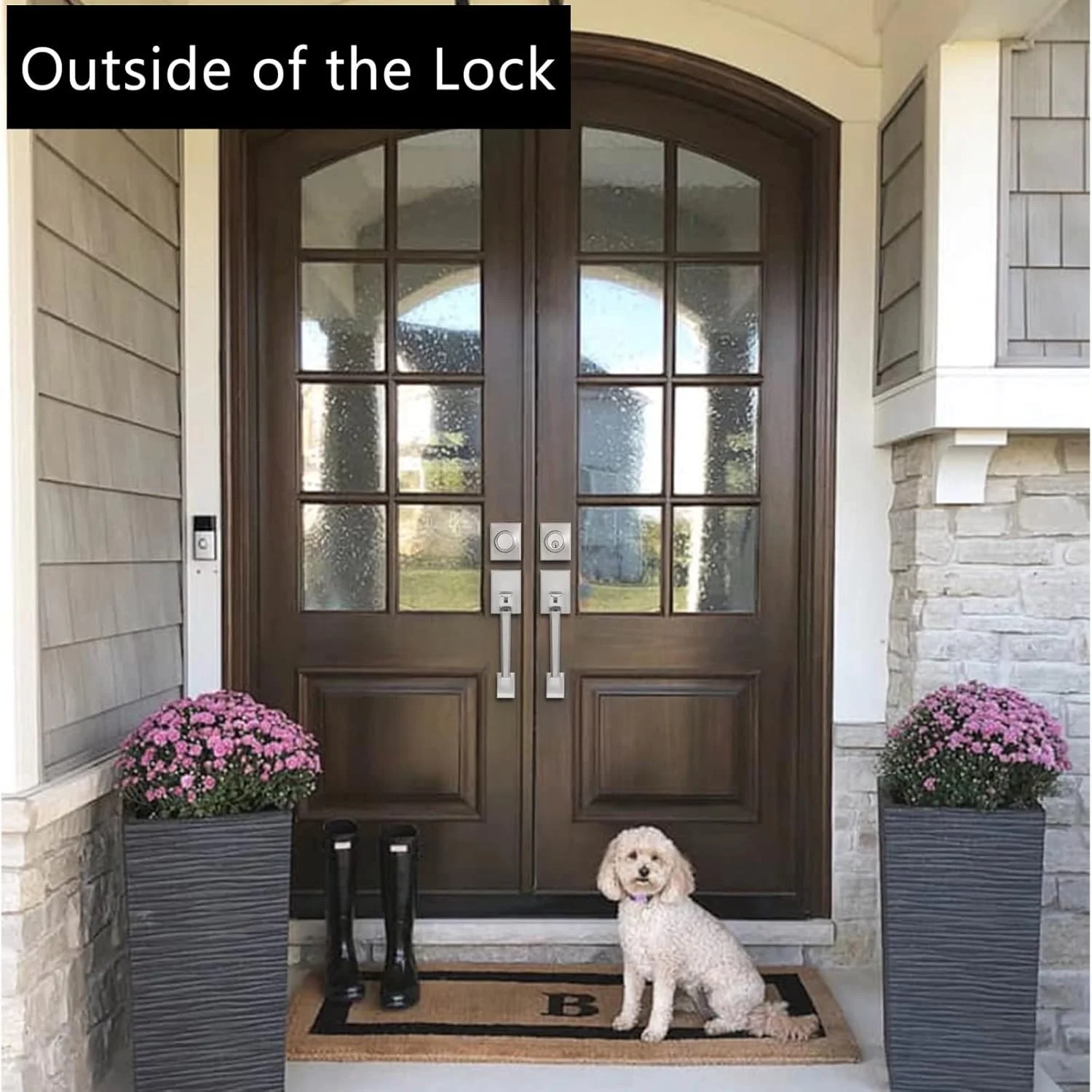 دستگیره دوتایی درب کیایاچی با قفل Deadbolt، دستگیره یک سیلندر با دستگیره صاف نیمه پایینی، نقره ای