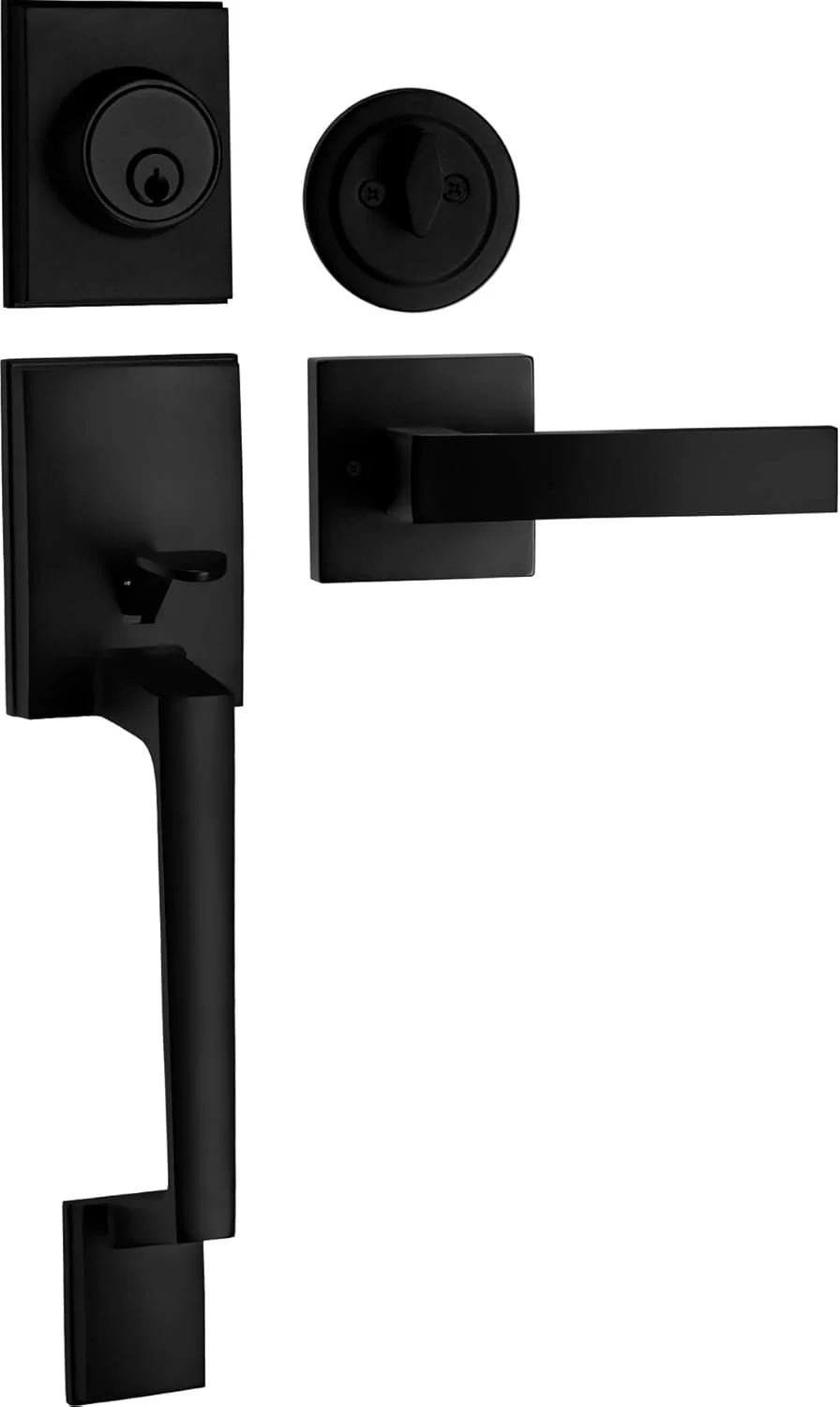 دستگیره یک سیلندر برلین مدیش با دستگیره اهرمی (برای درب ورودی) برگشت پذیر برای راست و چپ، دستگیره قفل درب، رنگ مشکی آهنی