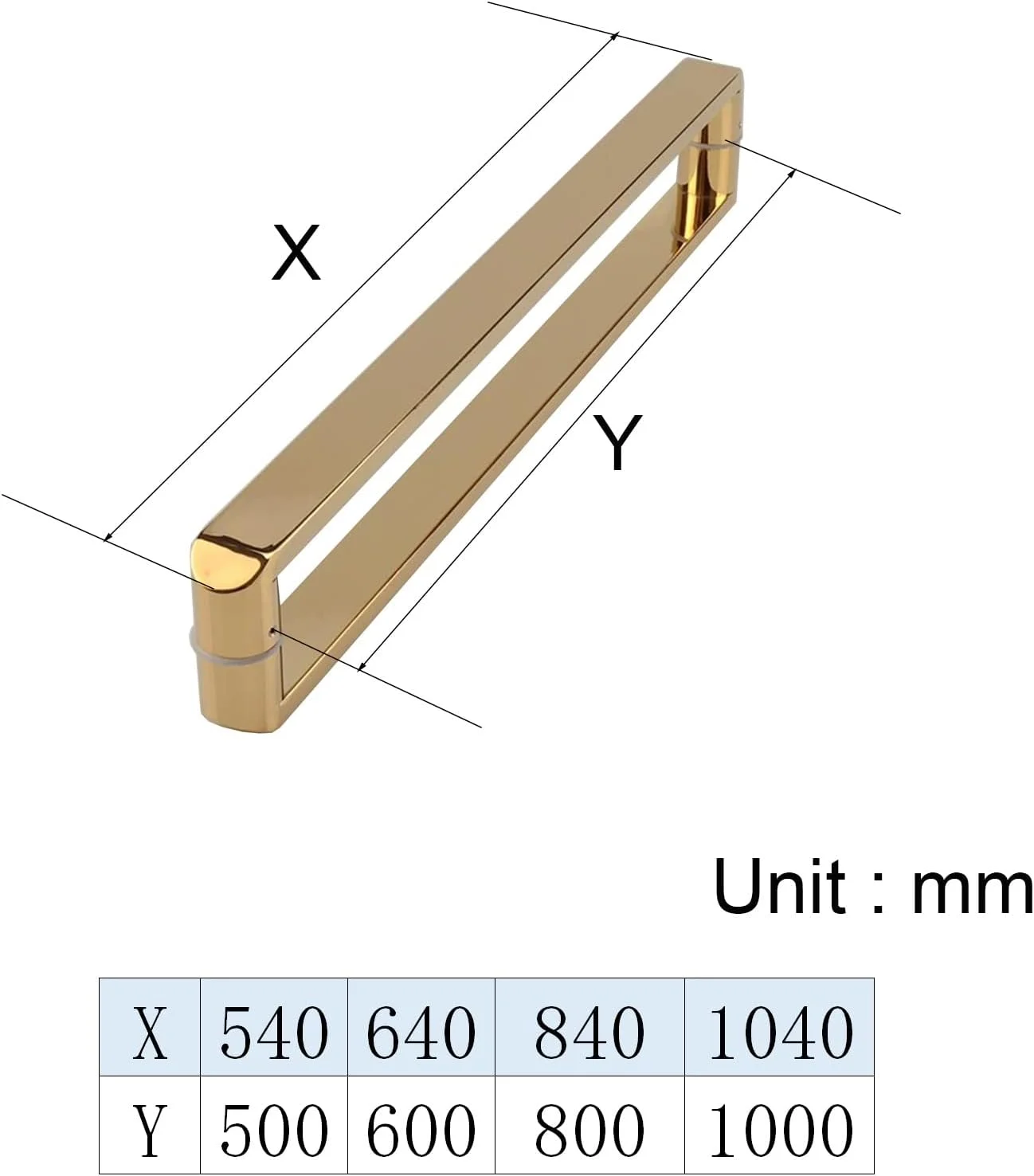 دستگیره درب مشکی مات، دستگیره درب شیشه ای استیل ضد زنگ سنگین، دستگیره درب کشویی اتاق کنفرانس (رنگ: طلایی رز، اندازه: 840 میلی متر)