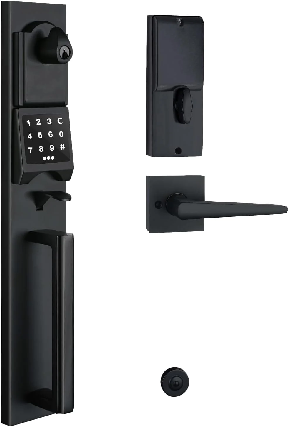 دستگیره درب هوشمند الکترونیکی NEWBANG با صفحه کلید برای درب تکی، دستگیره درب ورودی الکترونیکی بدون کلید با موقعیت سوراخ قابل تنظیم.