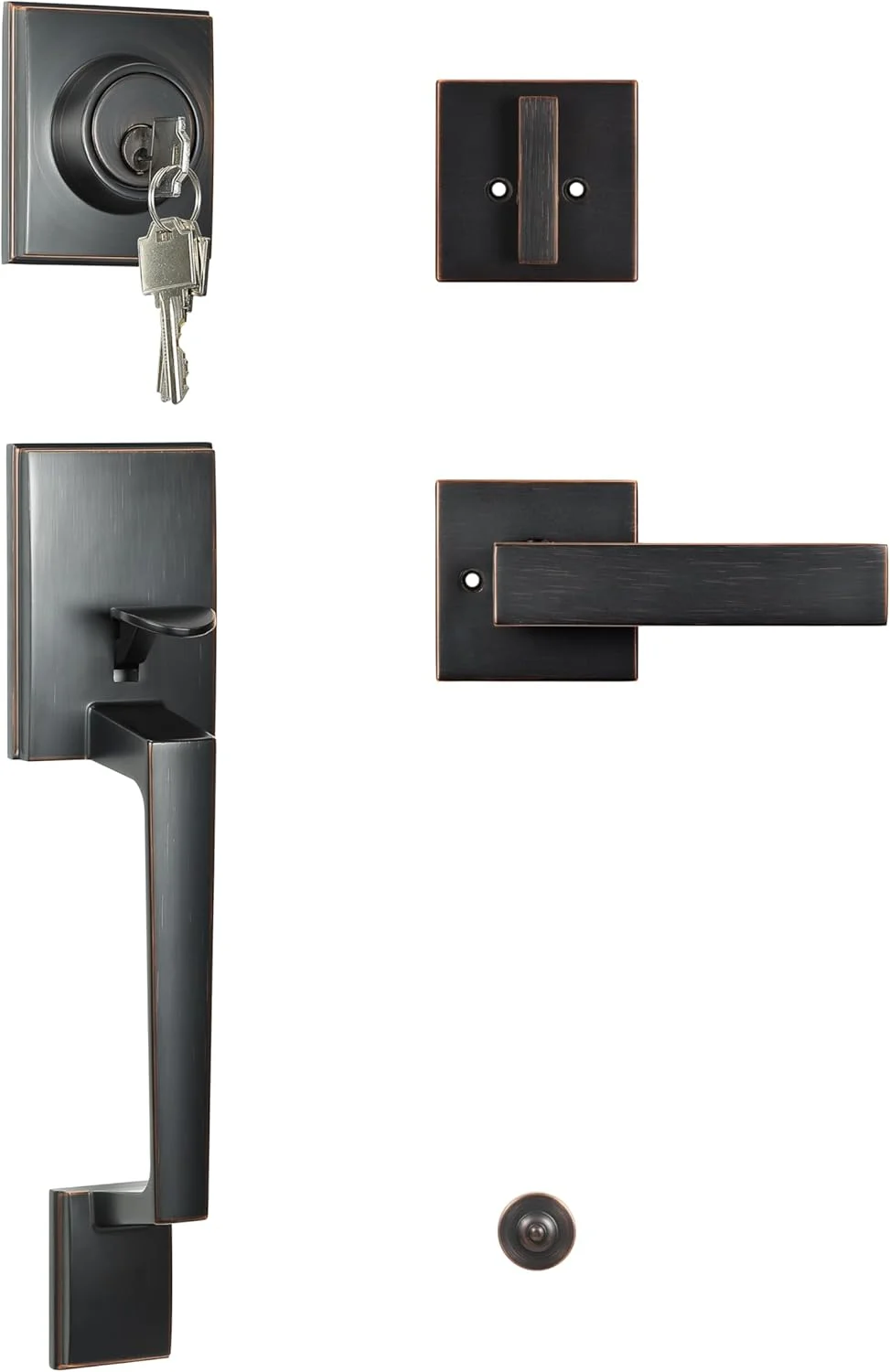 دستگیره درب ورودی سنگین TOGU HS14D-L01 با دستگیره اهرمی، قفل درب ورودی محکم برای درب های بیرونی منزل، نصب آسان، روکش برنز روغنی