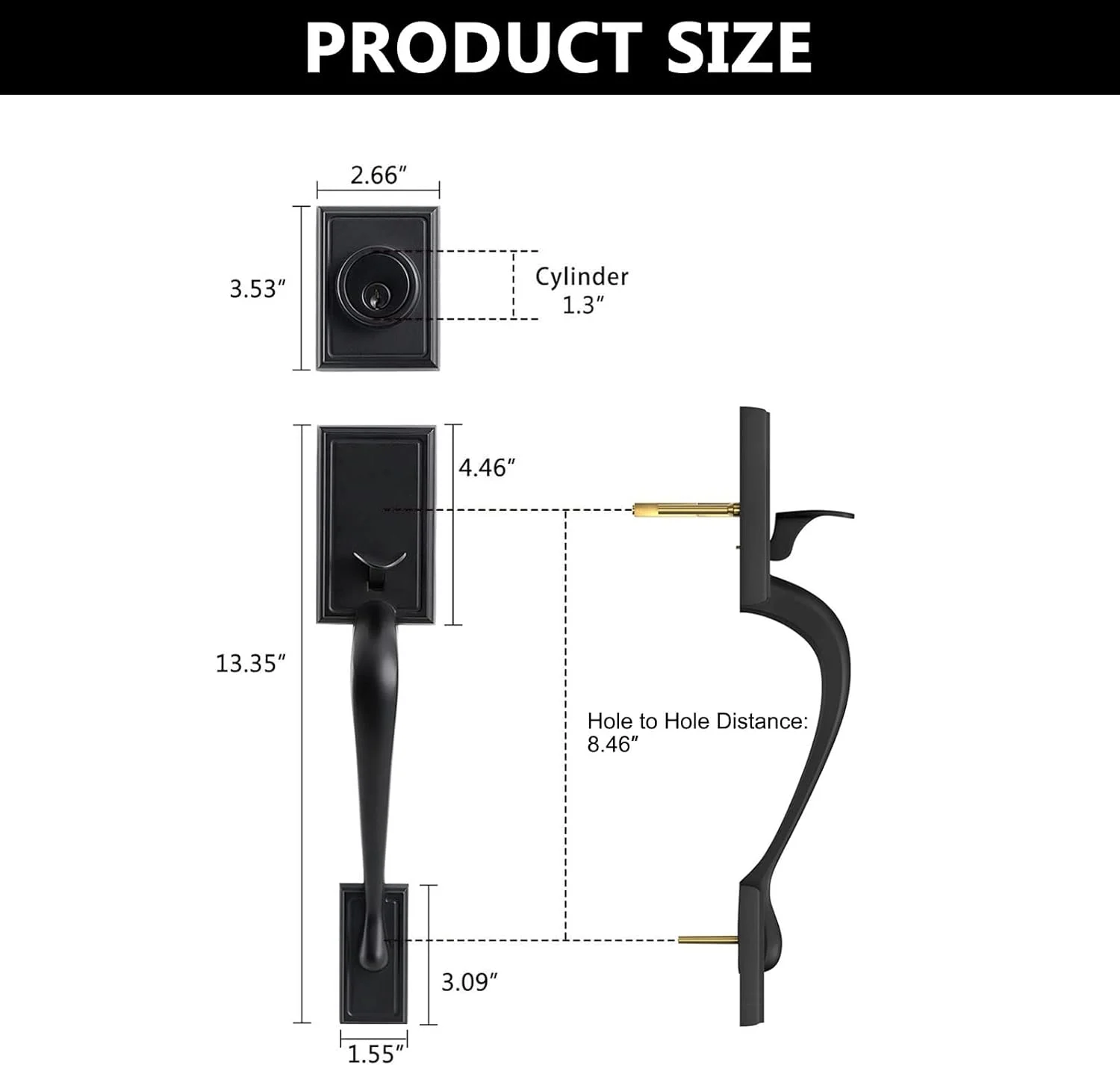دستگیره درب ورودی NeuType با قفل زبانه دار، دستگیره های درب مشکی مات، ست دستگیره و قفل درب ورودی با زبانه تک سیلندر و دستگیره اهرمی دستگیره درب ورودی NeuType با قفل زبانه دار، دستگیره های درب مشکی مات، ست دستگیره و قفل درب ورودی با زبانه تک سیلندر و دستگیره اهرمی