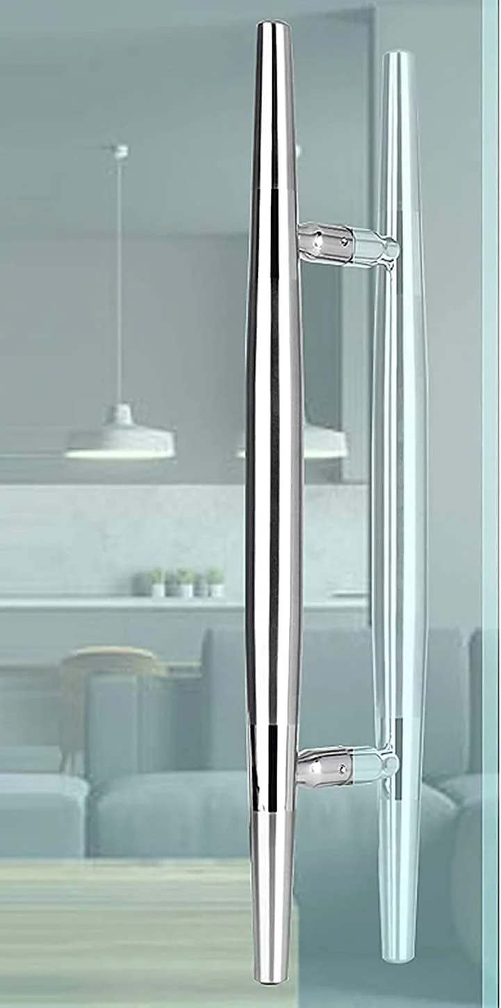 دستگیره درب تیز برای درها، دستگیره درب با عملکرد بالا ساخته شده از فولاد ضد زنگ، دستگیره شیشه ای دو طرفه، محافظت در برابر زنگ زدگی، 3 سایز (سایز: 450 * 225 میلی متر)