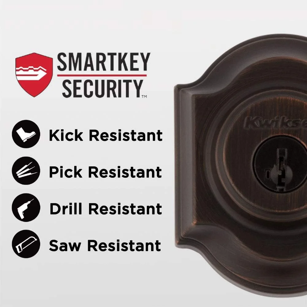 دستگیره درب ورودی و قفل Montara Kwikset، دستگیره بیرونی با دستگیره داخلی، برنز ونیزی، قفل ضد سرقت SmartKey Rekey