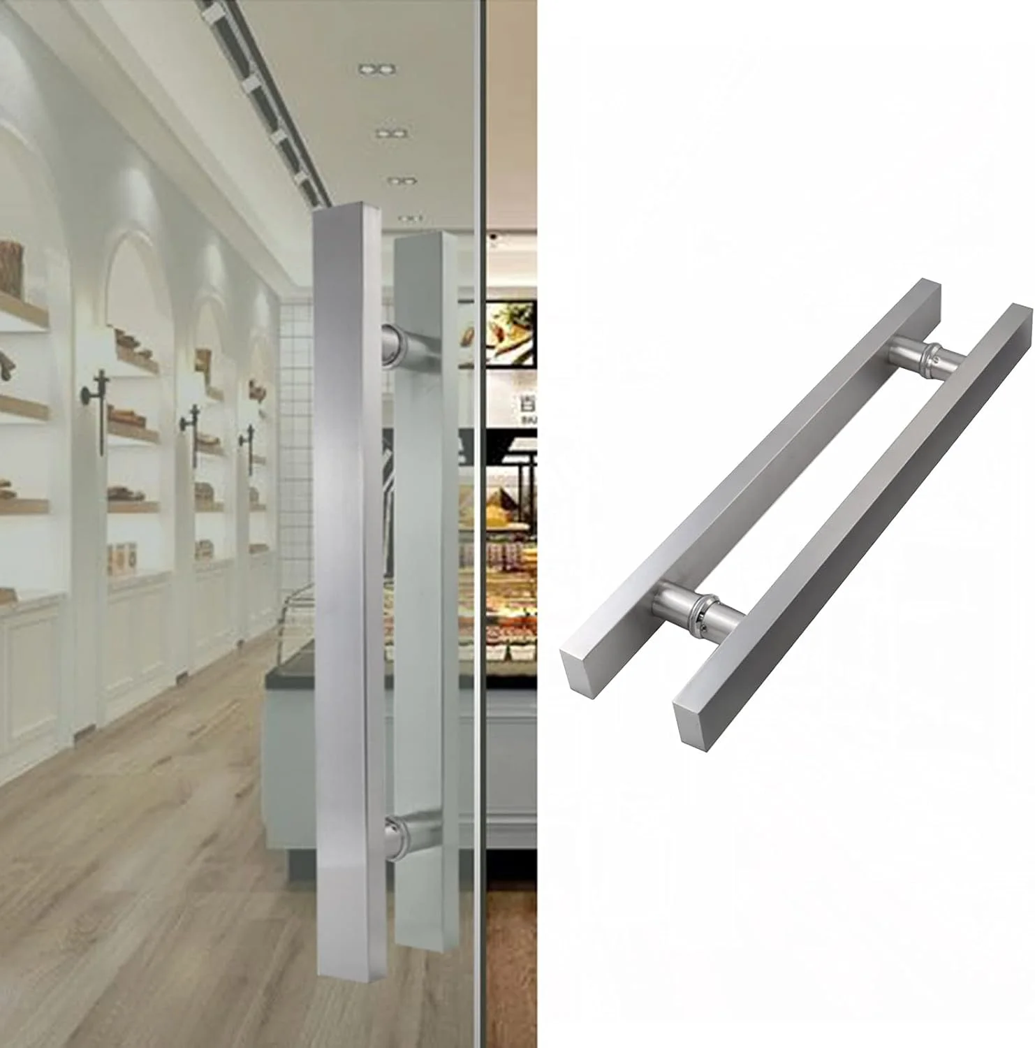 دستگیره درب شیشه ای استیل ضد زنگ برس خورده مناسب اتاق کنفرانس، درب کشویی، درب حمام، هتل ها، دفاتر، فروشگاه ها (اندازه: 800 میلی متر) دستگیره درب شیشه ای استیل ضد زنگ برس خورده مناسب اتاق کنفرانس، درب کشویی، درب حمام، هتل ها، دفاتر، فروشگاه ها (اندازه: 800 میلی متر)