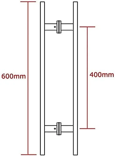 دستگیره در فشاری-کششی، دستگیره در شیشه ای/چوبی لوله مربعی استیل سنگین - ست سخت افزاری دستگیره در در 5 سایز