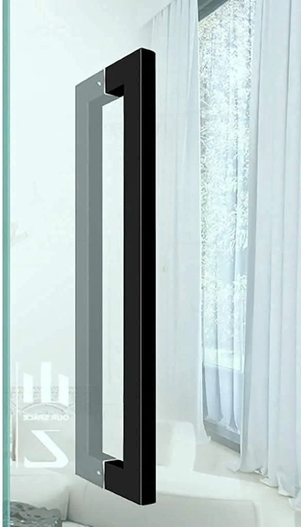 دستگیره درب استیل ضد زنگ سنگین، لوله مربعی، مناسب درب شیشه ای تجاری/دستگیره فشاری-کششی درب/دستگیره درب چوبی انبار/دستگیره درب حمام، مشکی