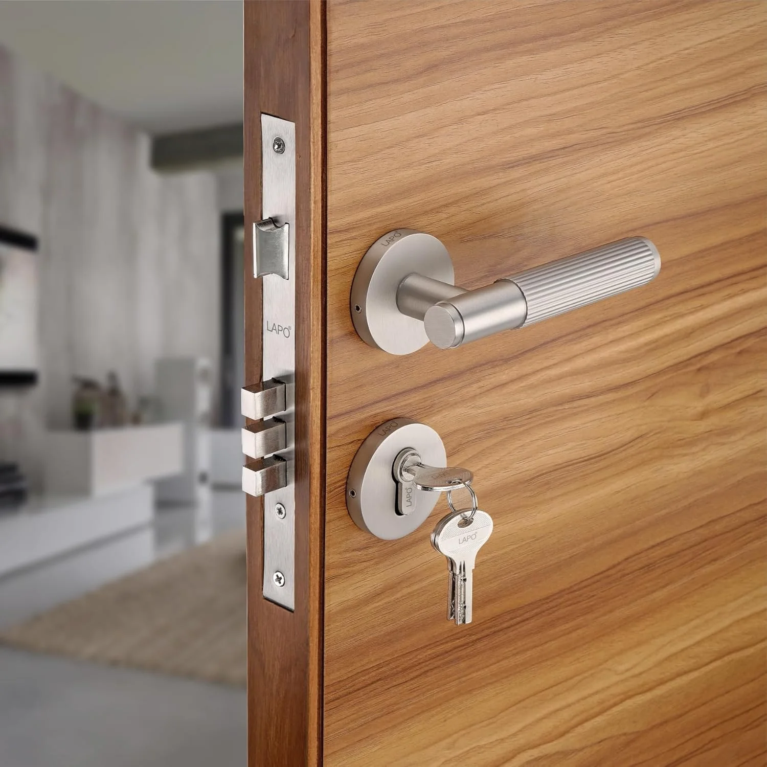 قفل درب برنجی سنگین LAPO برای درب اصلی، دستگیره قفل درب توکار، قفل درب برای اتاق خواب، ست دستگیره با 3 کلید برنجی برای خانه، دفتر، هتل | پرداخت مات | Ro-2200 قفل درب برنجی سنگین LAPO برای درب اصلی، دستگیره قفل درب توکار، قفل درب برای اتاق خواب، ست دستگیره با 3 کلید برنجی برای خانه، دفتر، هتل | پرداخت مات | Ro-2200