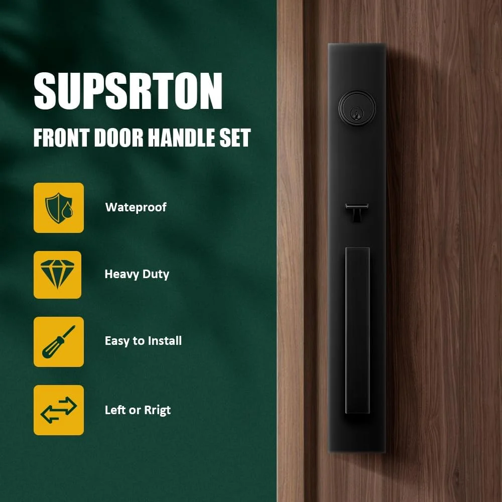 دستگیره درب ورودی Supstron مدل ET9500، ست دستگیره درب ورودی با قفل سیلندر تک و قفل زبانه، ایده آل برای درب ورودی، دفتر، هتل (برنز روغنی، درجه 2) دستگیره درب ورودی Supstron مدل ET9500، ست دستگیره درب ورودی با قفل سیلندر تک و قفل زبانه، ایده آل برای درب ورودی، دفتر، هتل (برنز روغنی، درجه 2)