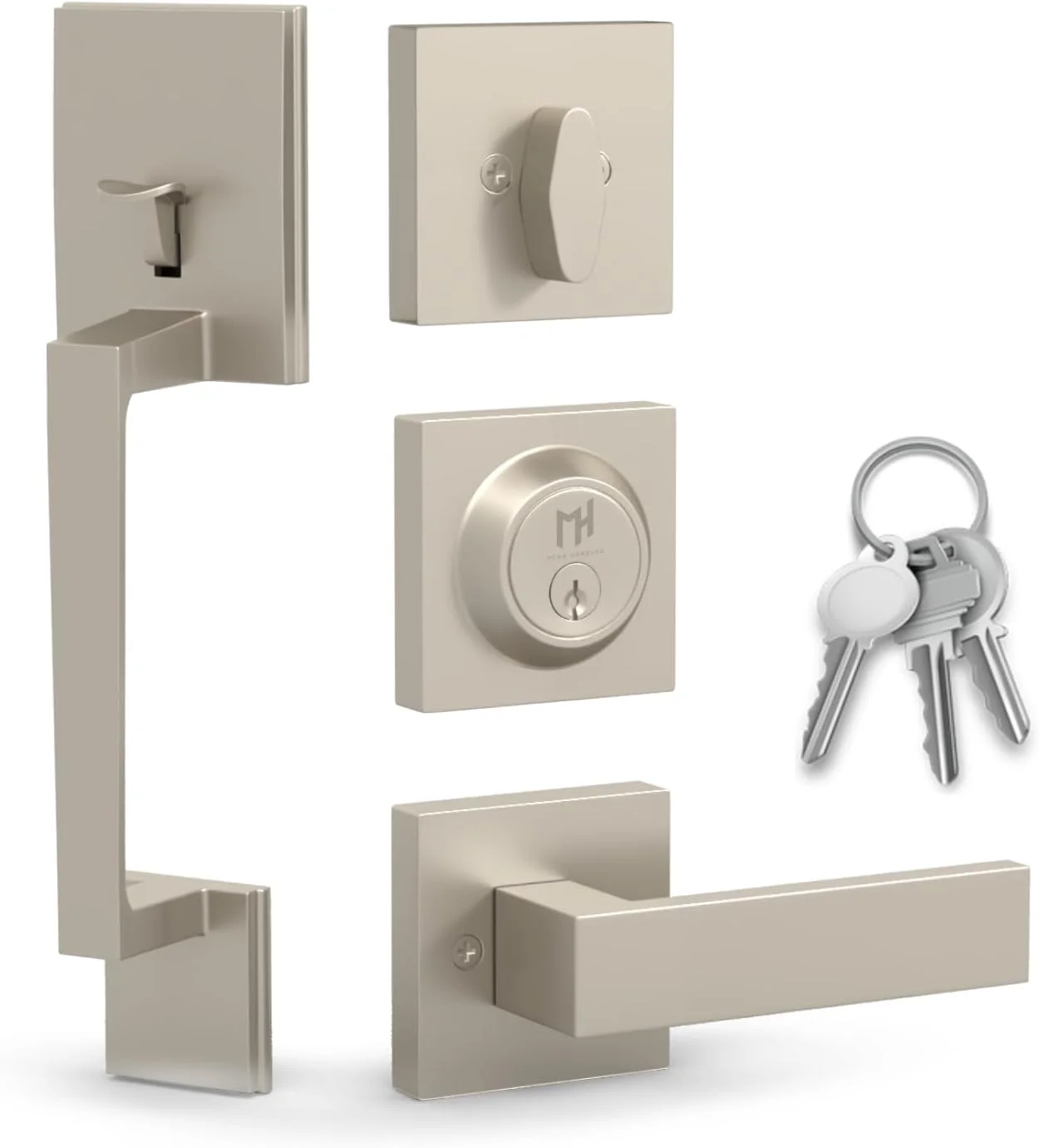 دستگیره های بزرگ - دستگیره درب ورودی توبل با روکش نیکل ساتن - دستگیره تک سیلندر با اهرم برای درب های ورودی و جلویی - دستگیره های مدرن درب برای درب های چپ و راست دستگیره های بزرگ - دستگیره درب ورودی توبل با روکش نیکل ساتن - دستگیره تک سیلندر با اهرم برای درب های ورودی و جلویی - دستگیره های مدرن درب برای درب های چپ و راست