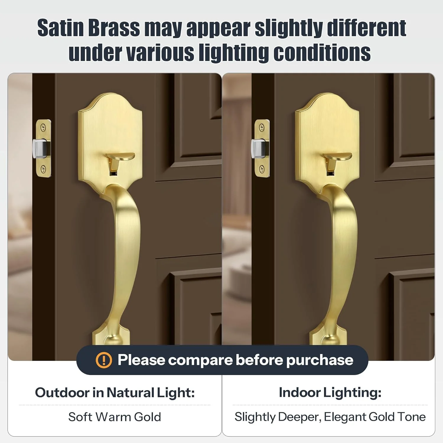 دستگیره درب ورودی طلایی Gaurqiah به همراه اهرم عبوری، قفل مرکزی شامل نمی شود، دستگیره درب بیرونی برای سیلندر تکی یا قفل های مرکزی هوشمند، برنجی ساتن دستگیره درب ورودی طلایی Gaurqiah به همراه اهرم عبوری، قفل مرکزی شامل نمی شود، دستگیره درب بیرونی برای سیلندر تکی یا قفل های مرکزی هوشمند، برنجی ساتن