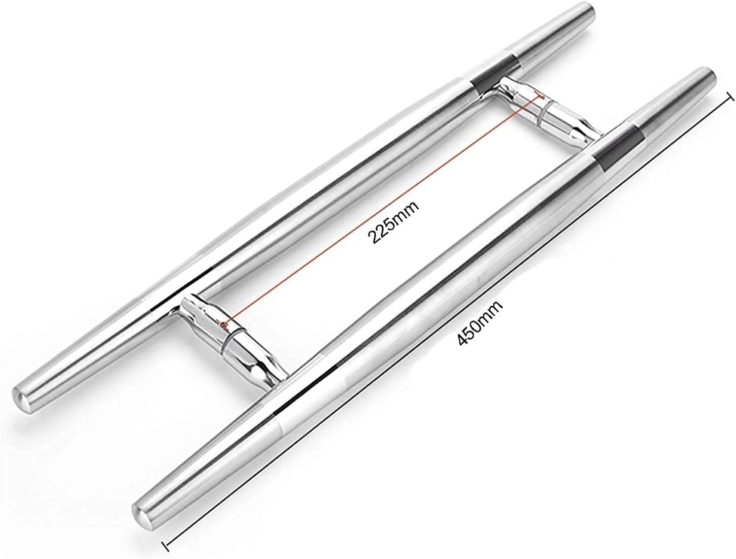 دستگیره درب، دستگیره های تیز برای درب ها، دستگیره درب حمام با عملکرد بالا ساخته شده از فولاد ضد زنگ، دستگیره شیشه ای دو طرفه، محافظت در برابر زنگ زدگی، 3 سایز (سایز: 450 * 225 میلی متر)