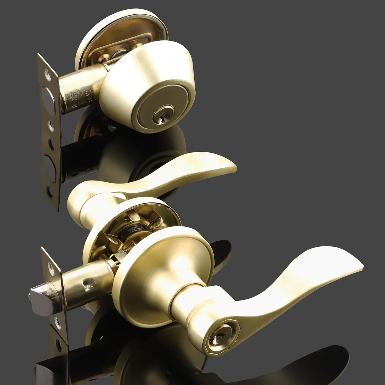 دستگیره درب EHOMEWARE با قفل تک سیلندر، بسته 1 عددی، دستگیره اهرمی ورودی و قفل زبانه و کلید - ست اهرمی قفل شونده مدل موجی برای درب های چپ یا راست بازشو دستگیره درب EHOMEWARE با قفل تک سیلندر، بسته 1 عددی، دستگیره اهرمی ورودی و قفل زبانه و کلید - ست اهرمی قفل شونده مدل موجی برای درب های چپ یا راست بازشو