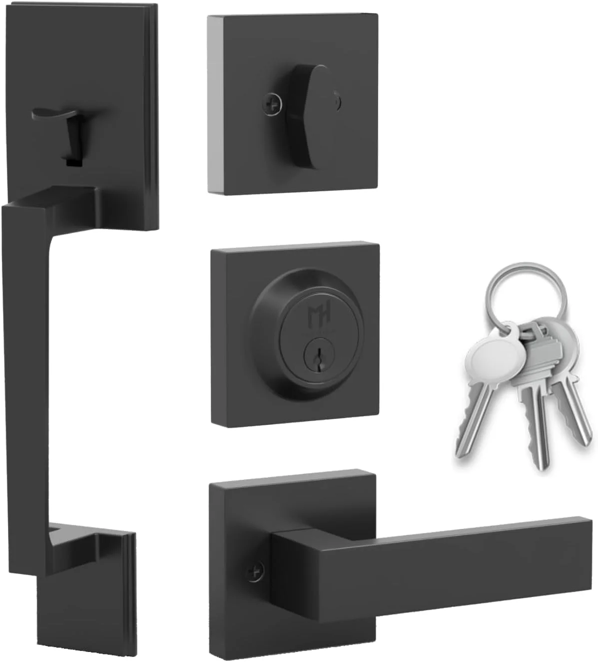 دستگیره های بزرگ - ست دستگیره درب ورودی توبل با روکش مشکی مات - ست دستگیره تک سیلندر با اهرم برای درب های ورودی و جلویی - دستگیره های مدرن درب برای درب های چپ و راست دستگیره های بزرگ - ست دستگیره درب ورودی توبل با روکش مشکی مات - ست دستگیره تک سیلندر با اهرم برای درب های ورودی و جلویی - دستگیره های مدرن درب برای درب های چپ و راست