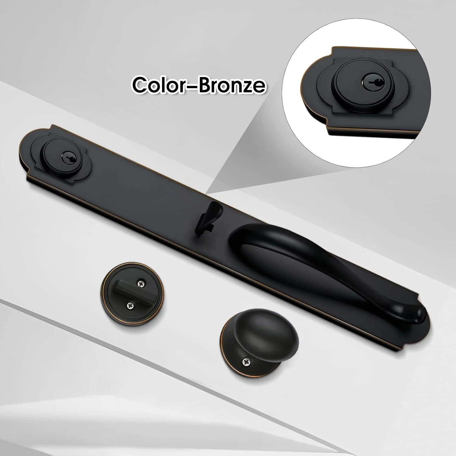 دستگیره درب کلیددار NEWBANG برای درب ورودی بیرونی، پرداخت شده با برنز قدیمی به همراه دستگیره اهرمی (ست دستگیره ورودی کلیددار)، MDHST201810B-knob دستگیره درب کلیددار NEWBANG برای درب ورودی بیرونی، پرداخت شده با برنز قدیمی به همراه دستگیره اهرمی (ست دستگیره ورودی کلیددار)، MDHST201810B-knob