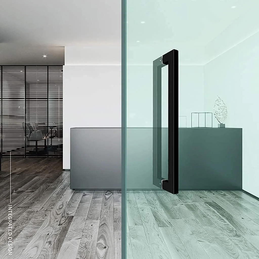 دستگیره درب استیل ضد زنگ سنگین، لوله مربعی، مناسب درب شیشه ای تجاری / دستگیره فشاری-کششی / دستگیره درب چوبی انبار / دستگیره درب حمام، مشکی (اندازه: طول ۱۲۰۰ میلی متر)