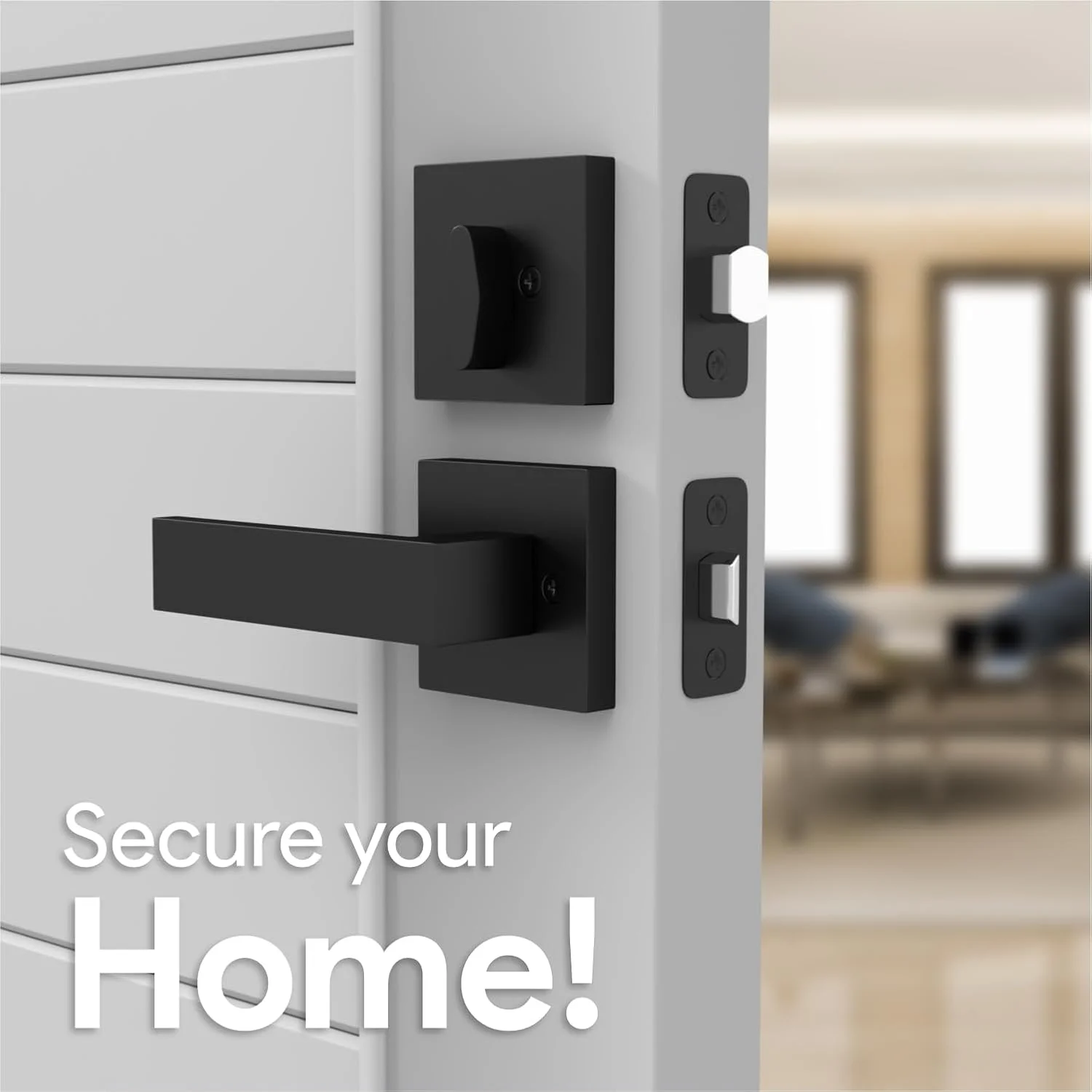 دستگیره های بزرگ - ست دستگیره درب ورودی توبل با روکش مشکی مات - ست دستگیره تک سیلندر با اهرم برای درب های ورودی و جلویی - دستگیره های مدرن درب برای درب های چپ و راست