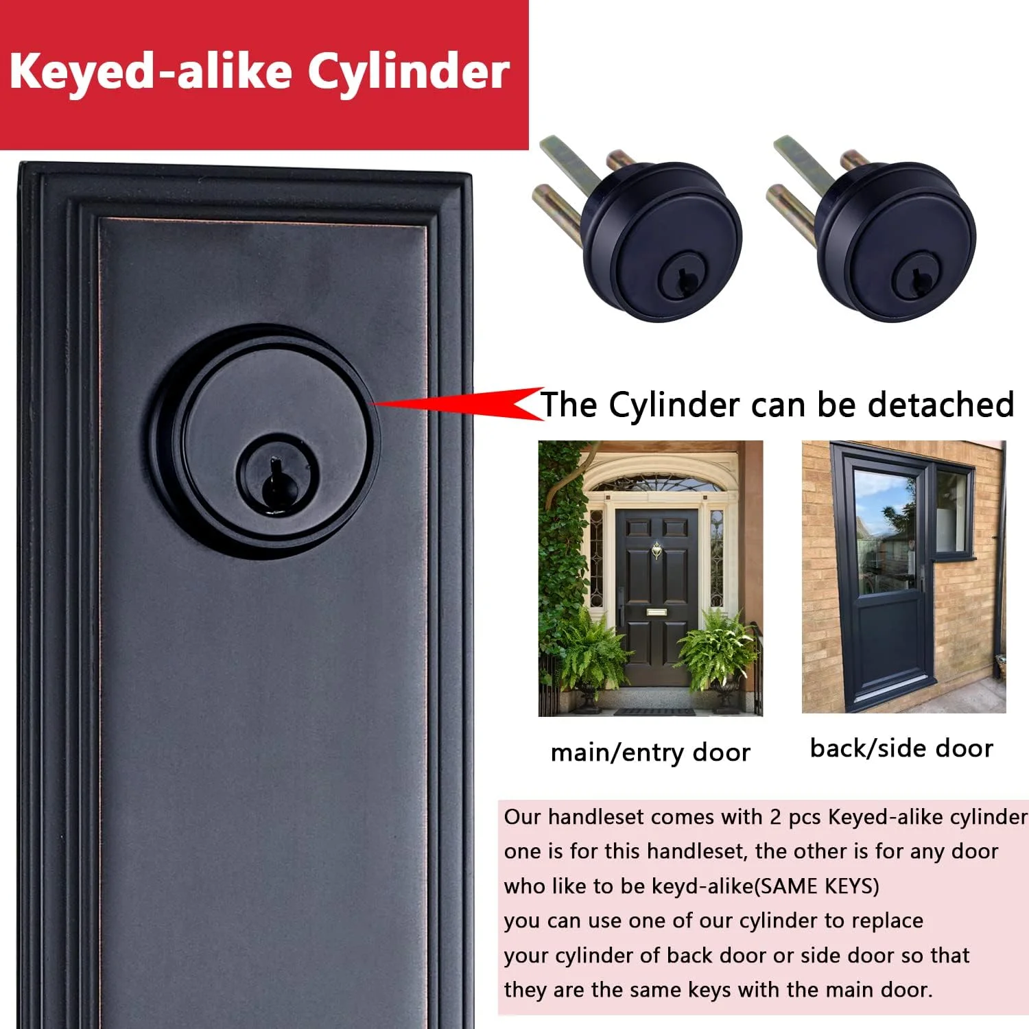 دستگیره درب تک سیلندر NB_Hardware، برنزی ونیزی، دستگیره کلیددار، برنز روغنی سابیده شده