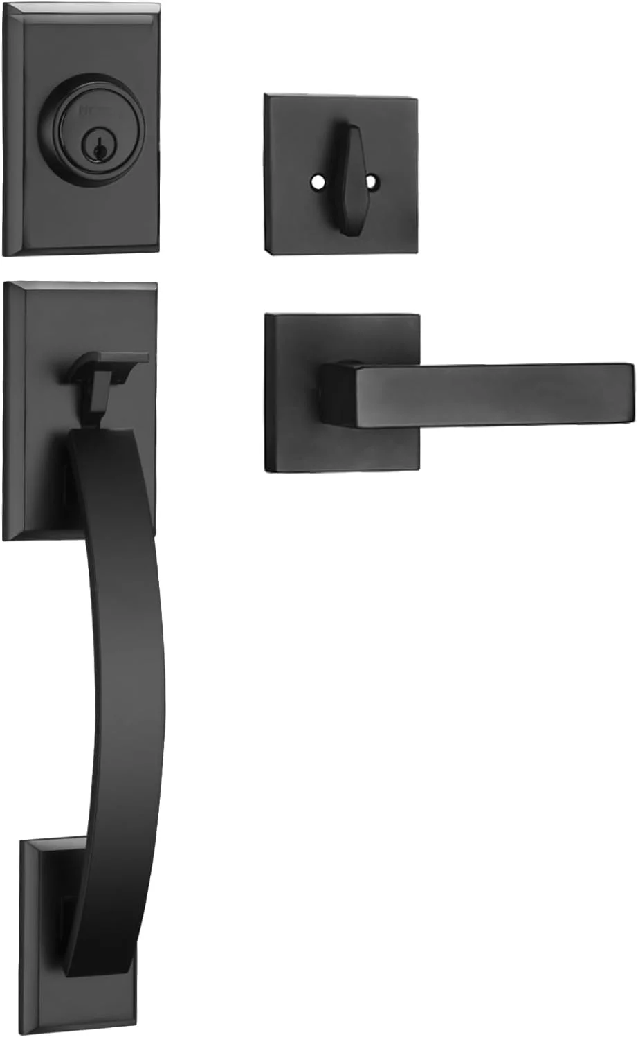 دستگیره درب ورودی به همراه قفل زبانه دار، ست دستگیره درب مشکی برای درب ورودی، ست قفل درب بیرونی