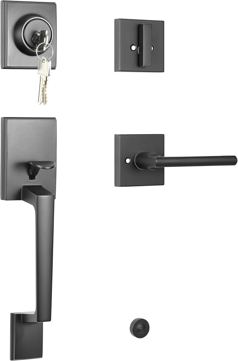 دستگیره اهرمی قفل درب ورودی سنگین TOGU HS14D-L65 با سیلندر تکی، دستگیره درب محکم برای درب های بیرونی منزل، نصب آسان، روکش مشکی مات