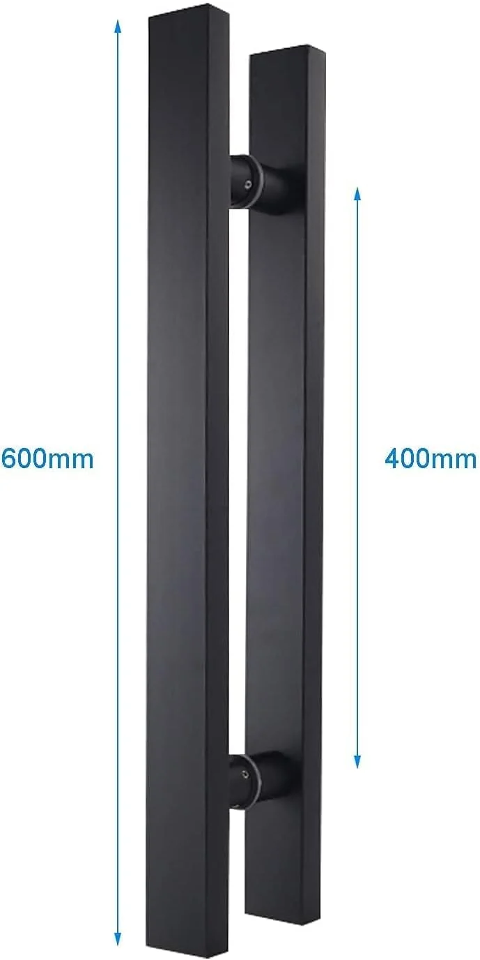 دستگیره درب استیل ضد زنگ سنگین، دستگیره درب کشویی، دستگیره درب چوبی تجاری، دستگیره درب شیشه ای اداری، نصب با پیچ، ست دستگیره درب مشکی، مشکی - 400 * 600 میلی متر