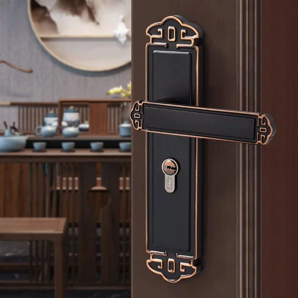 دستگیره قفل درب امنیتی Beyori به همراه قفل و کلید، دستگیره سخت افزاری درب آلیاژ روی، دستگیره اهرمی قفل درب برای اتاق خواب و آشپزخانه (رنگ: A)