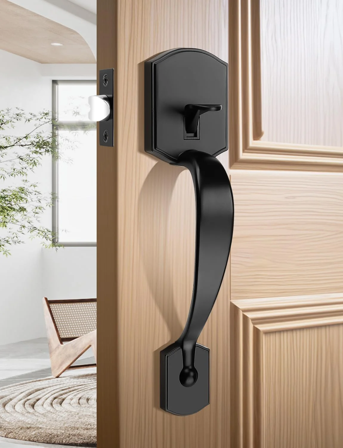 دستگیره درب ورودی اصلی تینوا، روکش مشکی، قابل برگشت برای سمت راست و چپ دستگیره درب ورودی اصلی تینوا، روکش مشکی، قابل برگشت برای سمت راست و چپ