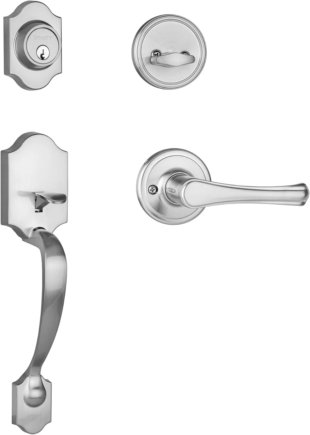 دستگیره درب ورودی دنور Dynasty Hardware مدل DEN-VAI-100-15 با اهرم ویل، روکش نیکل ساتن