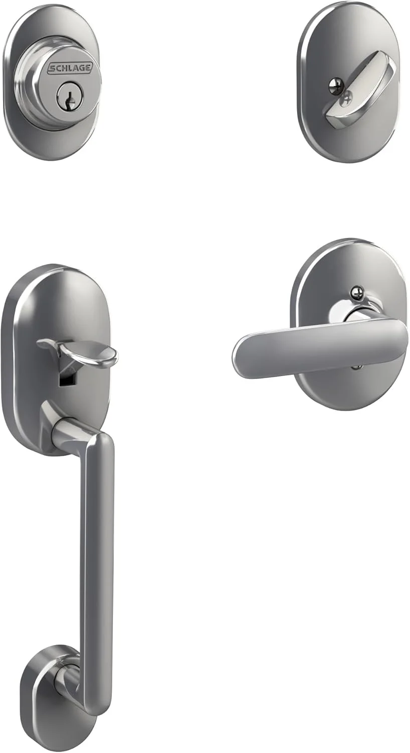 دستگیره ورودی شلاژ مدل رمسن F60RMN625DAVRMN با دستگیره اهرمی در Davlin و قفل کلیدی یک طرفه، کروم براق