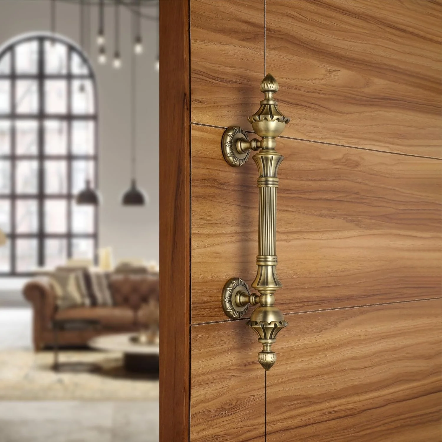 دستگیره در مدل لوتوس لاپو مناسب برای درب ورودی | دستگیره درب ورودی | دستگیره درب | آلیاژ روی (تک عددی) پرداخت آنتیک