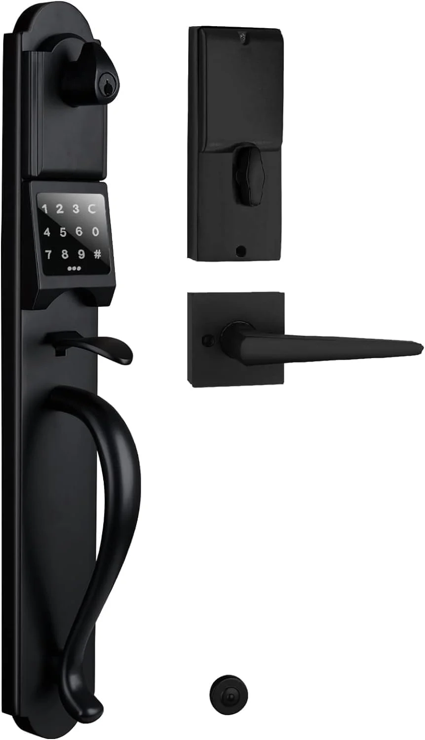 دستگیره درب ورودی رمزدار HISAFE، قفل درب بیرونی سنگین با قفل ددبولت، قفل درب ورودی الکترونیکی بدون کلید، راست گرد