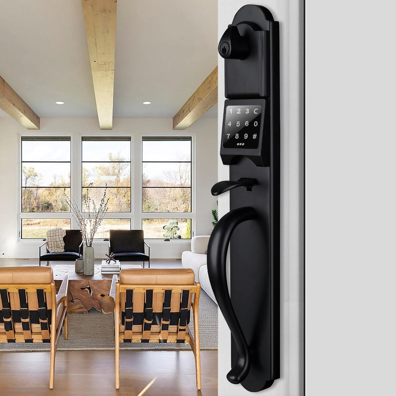 دستگیره درب ورودی رمزدار HISAFE، قفل درب بیرونی سنگین با قفل ددبولت، قفل درب ورودی الکترونیکی بدون کلید، راست گرد دستگیره درب ورودی رمزدار HISAFE، قفل درب بیرونی سنگین با قفل ددبولت، قفل درب ورودی الکترونیکی بدون کلید، راست گرد