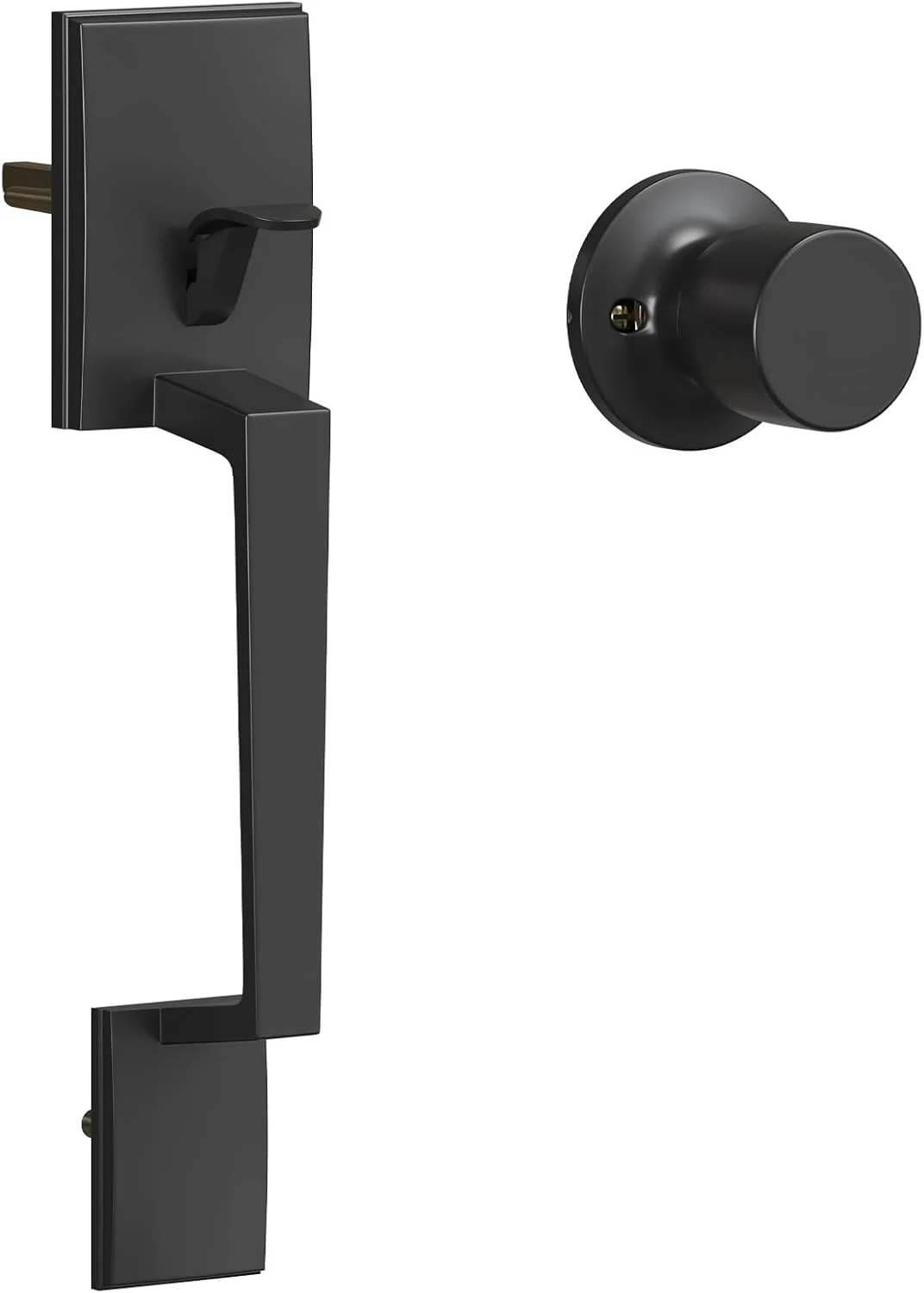 دستگیره درب ورودی HOSOM به همراه دستگیره گرد، دستگیره درب ورودی مشکی بدون قفل، ست دستگیره درب ورودی با اهرم برگشت پذیر برای درب های راست و چپ بازشو