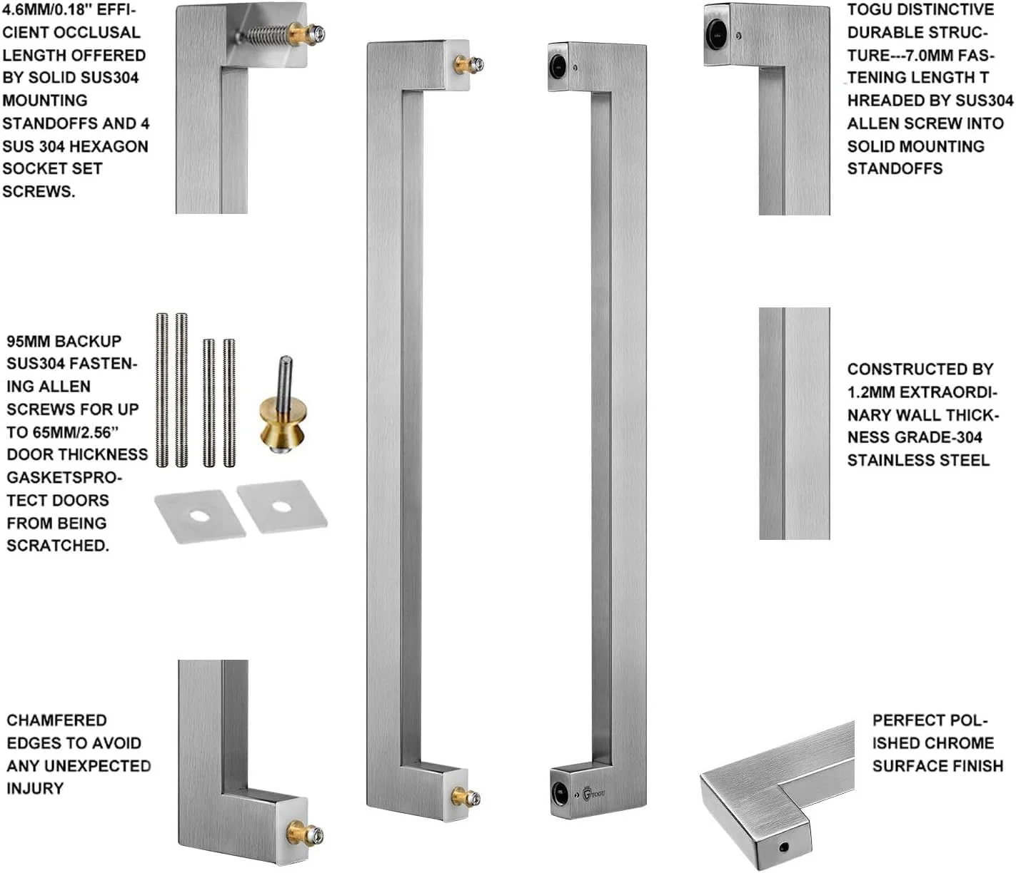 دستگیره درب کششی TOGU TG-6013، طول 30 سانتیمتر، استیل ضد زنگ 304، مناسب برای درب های تجاری و درب های کشویی، پرداخت استیل مات دستگیره درب کششی TOGU TG-6013، طول 30 سانتیمتر، استیل ضد زنگ 304، مناسب برای درب های تجاری و درب های کشویی، پرداخت استیل مات