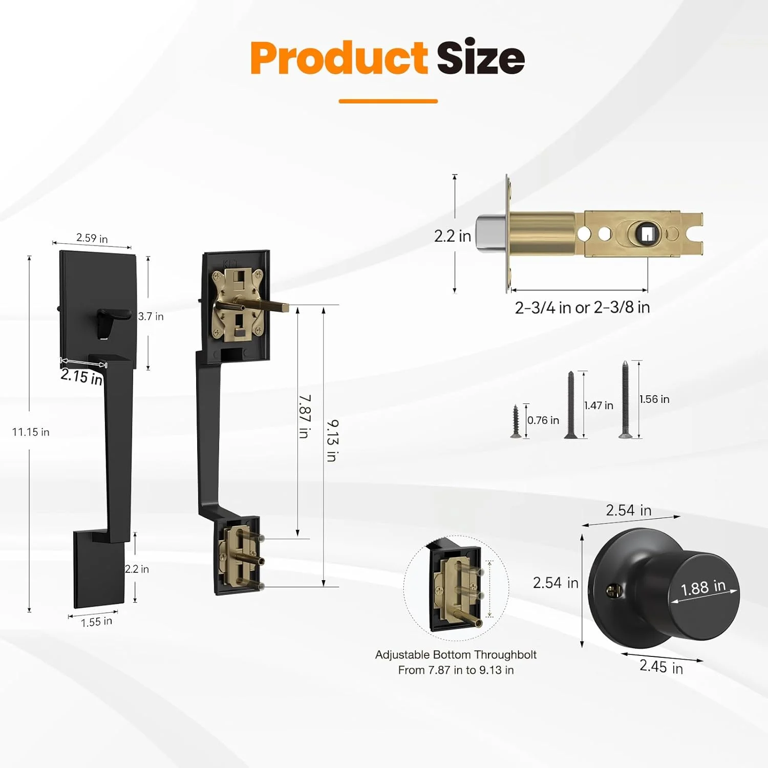 دستگیره درب ورودی HOSOM به همراه دستگیره گرد، دستگیره درب ورودی مشکی بدون قفل، ست دستگیره درب ورودی با اهرم برگشت پذیر برای درب های راست و چپ بازشو دستگیره درب ورودی HOSOM به همراه دستگیره گرد، دستگیره درب ورودی مشکی بدون قفل، ست دستگیره درب ورودی با اهرم برگشت پذیر برای درب های راست و چپ بازشو