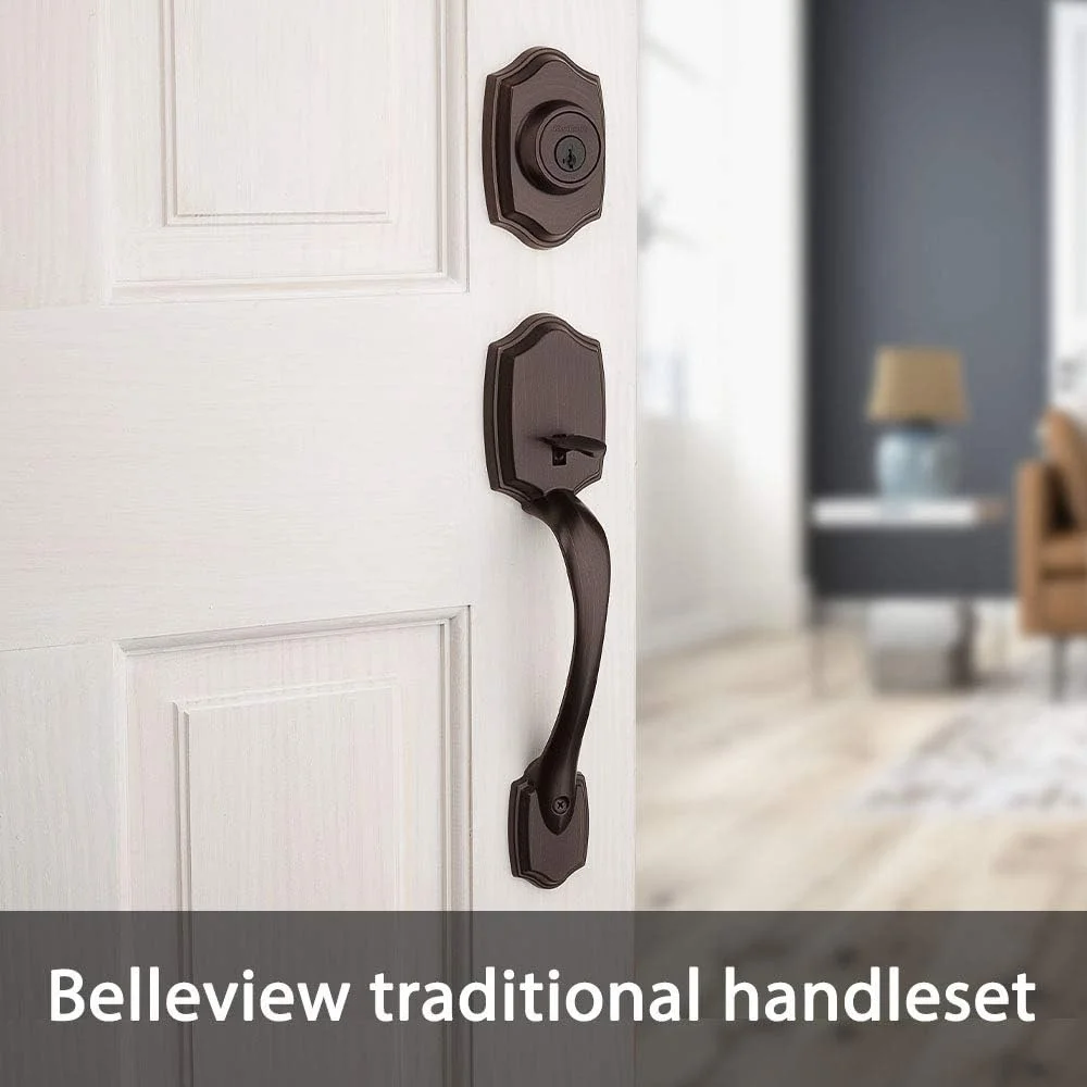 دستگیره تک سیلندر Kwikset 96870-100 Belleview با دستگیره Cove و فناوری SmartKey، رنگ برنز ونیزی دستگیره تک سیلندر Kwikset 96870-100 Belleview با دستگیره Cove و فناوری SmartKey، رنگ برنز ونیزی